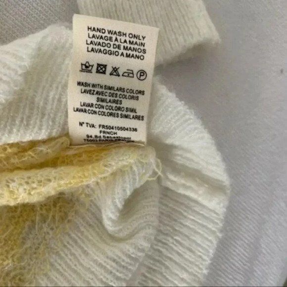 Women's Sweater Yellow White Wave Knit Pullover Soft Lightweight Long Sleeve S - Picture 5 of 5